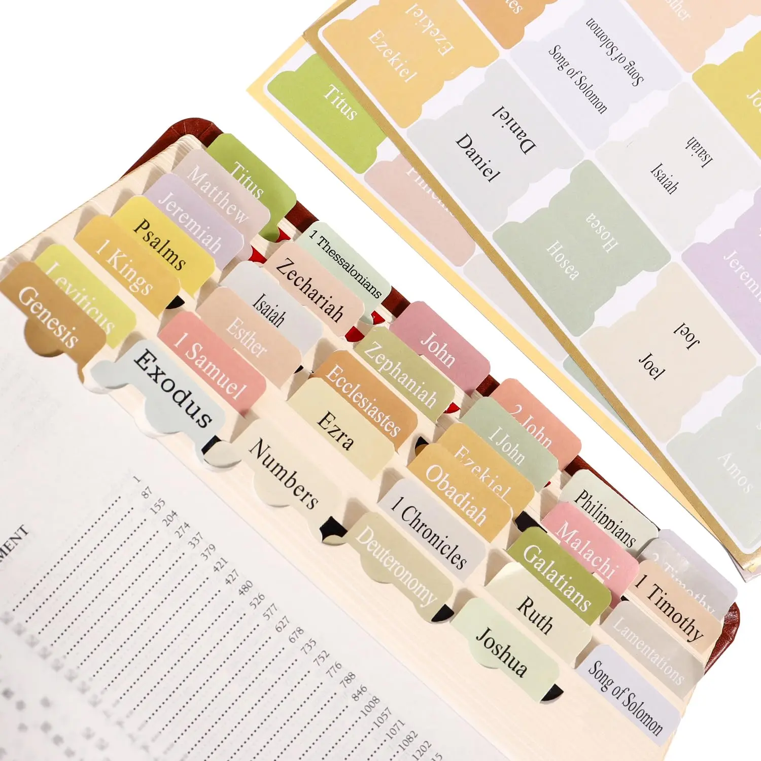 Bohemian Bible Tabs Chapter Dividers - 0.1mm Writable Office Stationery, 24 Blank & 66 Pre-Labeled Writable Tags (90 Total), Affordable Gift Set for Churches, Unisex Study & Prayer Accessories, 24 Blank, Writable Tags