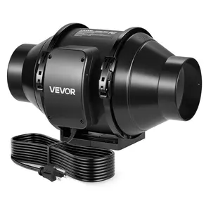 VEVOR Inline Duct Fan, 4 in Quiet Inline Exhaust Fan, 180 CFM Powerful AC-Motor Ventilation Fans for Cooling Booster, High Air Flow, Vent Blower Fans for Indoor Grow Tents Basement Hydroponics