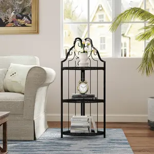 3-Tier Corner Open Shelf,Bookcase Freestanding Shelving Unit,Plant Stand Small Bookshelf for Living Room, Home Office, Kitchen, Small Space   WL