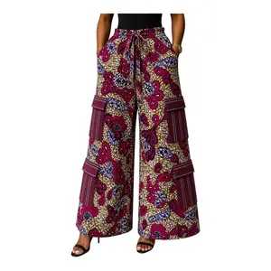 CRZ Ankara Palazzo Pant Trouser With Double Sides Aso Oke Cargo Pant