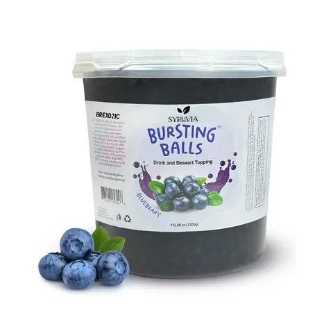 Blueberry Boba Pearls Blueberry Popping Boba Bursting Boba Blueberry Bubble Tapioca Pearls For Bubble Tea (Blueberry, 7 LB 1 Pack) Beverage Sweet