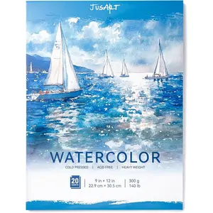 Watercolor Paper Pad 9"x12", 300gsm/140lb, Cold Press Water Color Paper, Acid-Free, for Wet & Dry Media, Watercolor, Gouache & Sketching, 20 Sheets, Perfect for Students and Artists