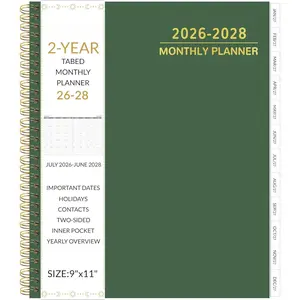 2026-2028 Monthly Planner 2 Year Monthly Planner/Calendar 2026-2028, 24 Months Calendar Planner Jul 2026 - Jun 2028, 9" x 11", Tabs, Double-Side Pocket, Holidays, Thick Paper - Dark Green