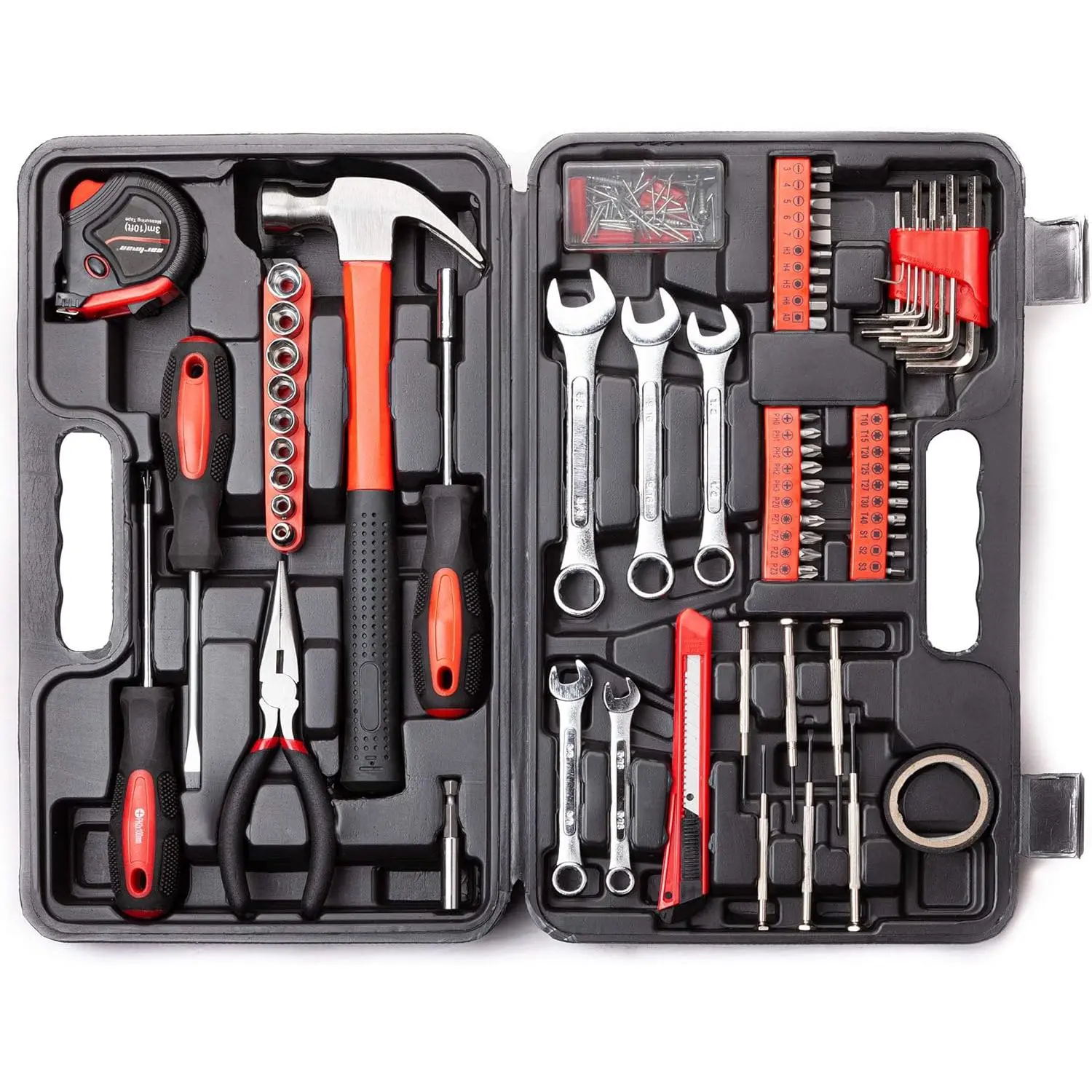 148-Piece Hand Tools Set with Portable Tool Box, Metal Ratchet Wrench & Hex Wrench Set for Car Enthusiasts, Automotive & Household Use, Ratchet Wrench Kit, Metal Tools