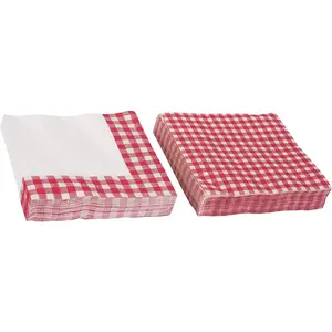 Gingham Napkins – Red & White Checkered Disposable Paper Napkins-Picnic BBQ Party Supplies-Birthday | Backyard | Picnic Decorations (80 Pack)