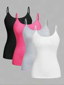 Women's Solid Color Cami Top, Casual Comfy Sleeveless Spaghetti Strap Top for Daily Wear, Ladies Clothes for Summer