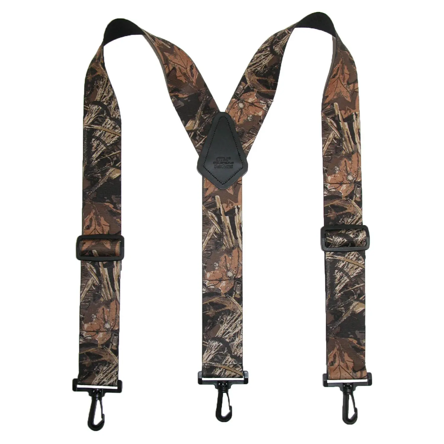 CTM Men's Elastic Camouflage Suspenders with Black Swivel Clips, Clip-End Suspenders, Work Belt Suspenders, Plastic