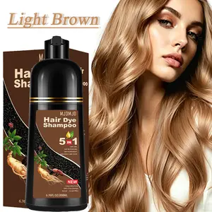 5 In 1 Light Brown Hair Dye Shampoo 200ml, Natural Plant Extract Hair Color Wash with Argan Oil, Ginseng & Ginger, Nourishing Damage Repair, Anti-Frizz Smooth Glossy Hair, Easy At-Home Coloring, Long-Lasting Gentle Non-Irritating Daily Hair Care for Women