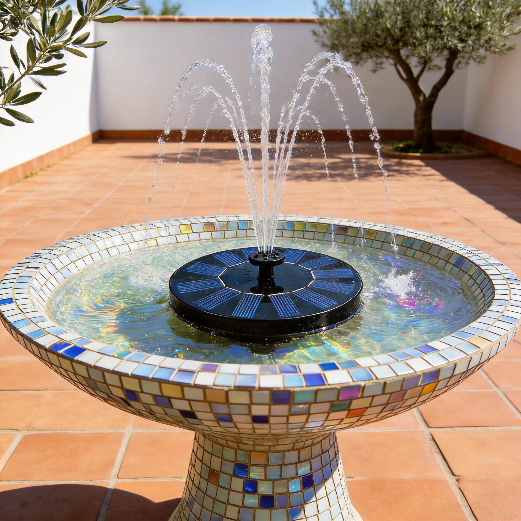 6.3 inches Solar Bird Bath Fountain with 6 Nozzles, Solar Fountain Pump for Bird Bath, Solar Powered Floating Water Fountain Pump for Bird Bath, Ponds, Garden, Fish Tank and Outdoor 16cm