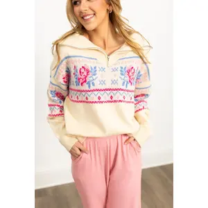 Floral Pullover Sweater - Ivory