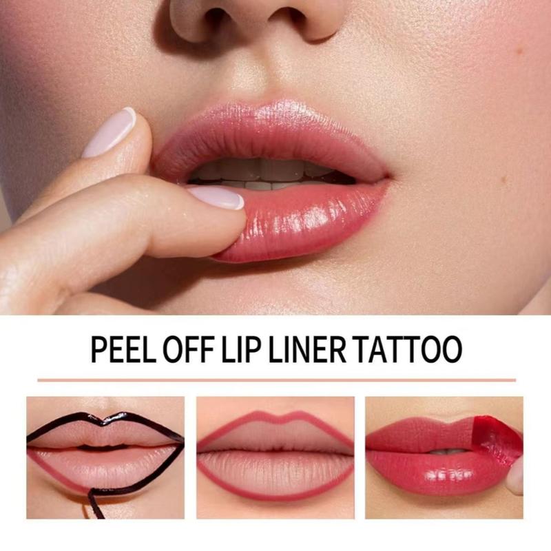 4Pcs Peel off Lip Liner Stain, Lip Gloss Lip Tint Set, Peel Off Nude Lipliner Makeup Velvet Matte Tattoo Peel Off Lip Liner Set Long-Lasting Waterproof Transfer-proof Brightening