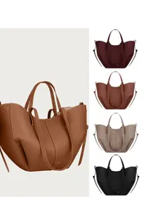 Women's Leather Tote Bag with Adjustable Shoulder Strap, Open Top Single-Shoulder Handbag, Fashionable Large Capacity Commuter Work Travel Bag