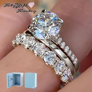 2.5CTTW Bridal Ring Sets For Women Premium Zircon round Cut Engagement Wedding Promise Anniversary Ring