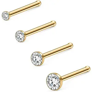 18G Nose  Studs Rings Pin   1.5mm-4mm Clear  CZ Ball Flat Heart Opal 4-23PCS