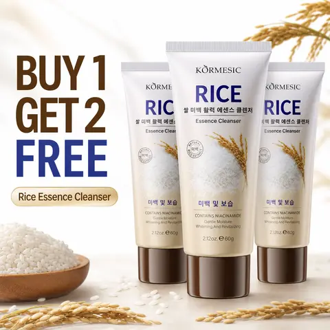 【BUY 1 GET 2 FREE】Rice Essence Facial Cleanser with Niacinamide, Gentle Brightening Moisturizing Face Wash, 2.12oz/60g