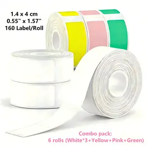960 Sheets (6 Rolls) Thermal Label Tape, Direct Thermal Labels, D30/p15/p21 Compatible, 14x40mm, ///, Home Kitchen Office Organization