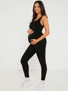 Maternity Unitard Jumpsuit Solid Color | Comfortable Stylish Full Body Outfit for Moms | Activewear