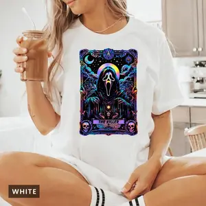 [100% Cotton] Halloween Ghostface The Killer Tarot Card , Horror Fan SHIRT,  halloween shirt  Golf Gift T-Shirt For Men and Women