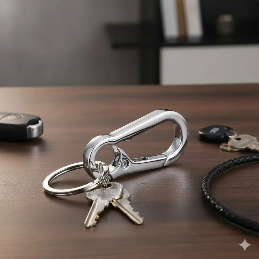 Titanium Spring Lock Carabiner Keychain High Strength Key Holder Waterproof Anti Dust Anti Theft Secure Hook Daily Commute Essential Multifunctional Portable Metal Key Chain