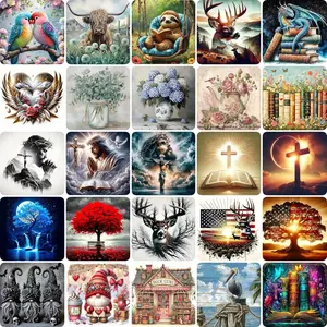Random 5D Diamond Art Kit 12X12in Square/Round Drills Random, Animal Floral Religious DIY Craft for Beginners Wall Decor Gift
