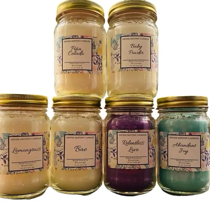 16 oz Divine Destiny Candles Highly Scented Mason Jar Candle 16 oz Divine Destiny Candles Highly Scented Mason Jar Candle