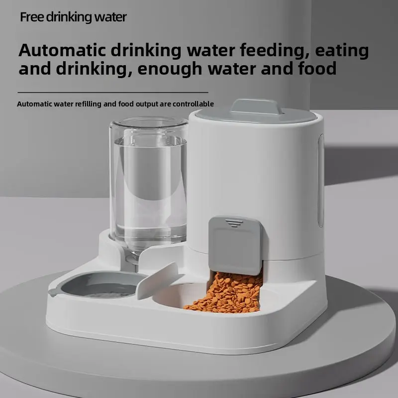 Automatic Pet Feeder and Waterer Combo Bowl, Automatic Gravity Feeder, Automatic Water Refilling, Large Capacity Dog Food and Water Dispenser, Anti-Tip Cat Dish for Cats and Dogs, Feeding Supplies