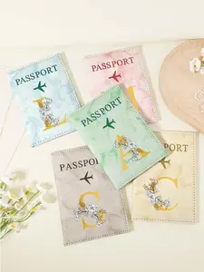 Letter Pattern Passport Case, Multi Card PU Passport Cover, Twist Closure Passport Holder, Passport Wallet, Travel Document Holder, Travel Accessories for Women & Men