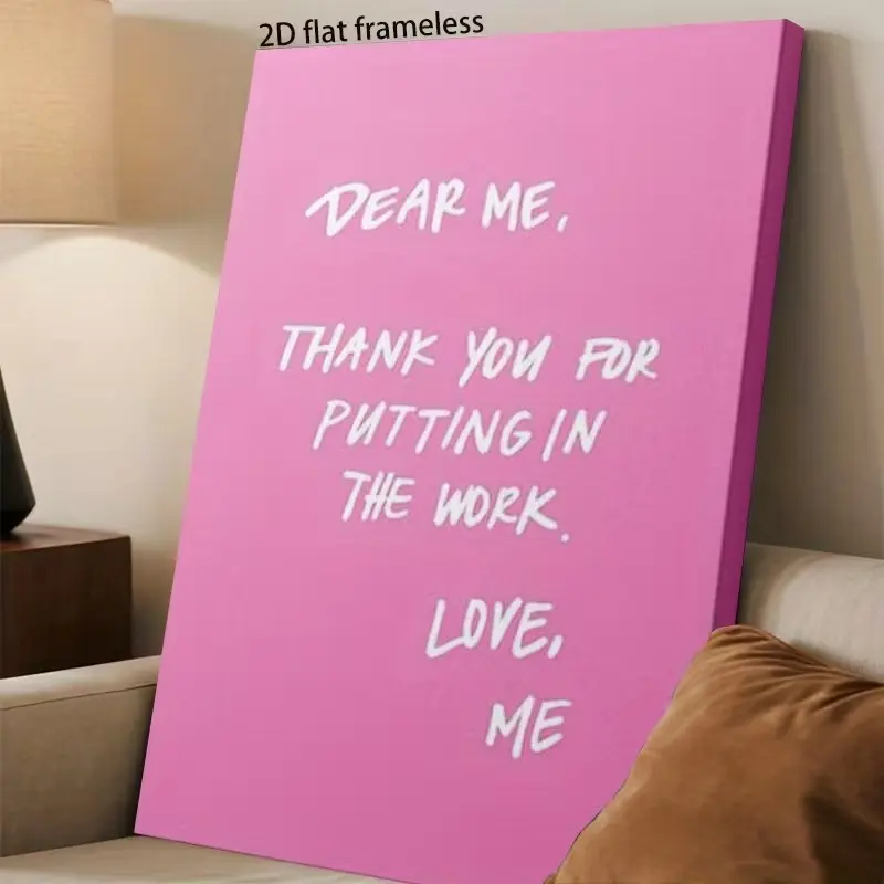 Self-Love Pink Poster - Inspirational Quote Canvas Art Print, Frameless Wall Decor, Suitable for Home, Bedroom, Dorm - Motivational Gift for Self, Bedroom Wall Art Modern Wall Art Canvas, Wall Decor