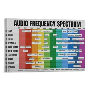 Audio Frequency Spectrum for Audio Engineers & Music Producers Colorful Guidelines Chart Musical Learning Wall Art Educational Poster Canvas Wall Art For Bedroom Decor Bar Office Room Decor Gift