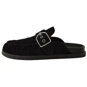 HERMES Key Suede Leather Round-Toe Slip-On Mule Shoes for Women with 1.3 cm Heel Trending Shoes, House White Official Shoes to Get / Maison Mihara