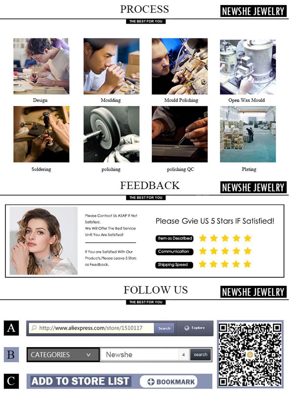 Newshe Wedding Rings for Her AAAAA Cubic Zircon Women's Bridal Sets 925 Sterling Silver Emerald Cut Engagement Ring Size 5-10