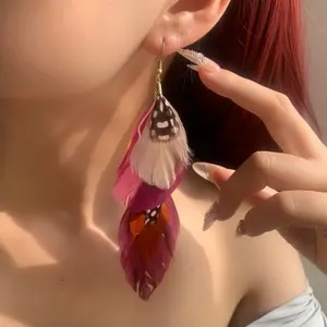 Yahzee Colorful Feather Chain Tassel Earrings | Bohemian Ethnic Style Jewelry | Unique Design | Summer Versatile Look | Perfect for Dates, Parties & Daily Wear | A Special Gift for Her