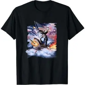 George Washington Riding Shark American Patriotic Funny T-Shirt