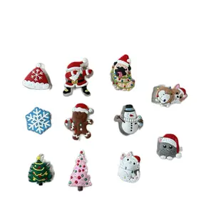 Light Up LED Shoe Charms Halloween Christmas Dog Cat Designs for Festive Footwear Crocs Accessories Decor Soft PVC Silicone Kawaii Holidays Cartoon