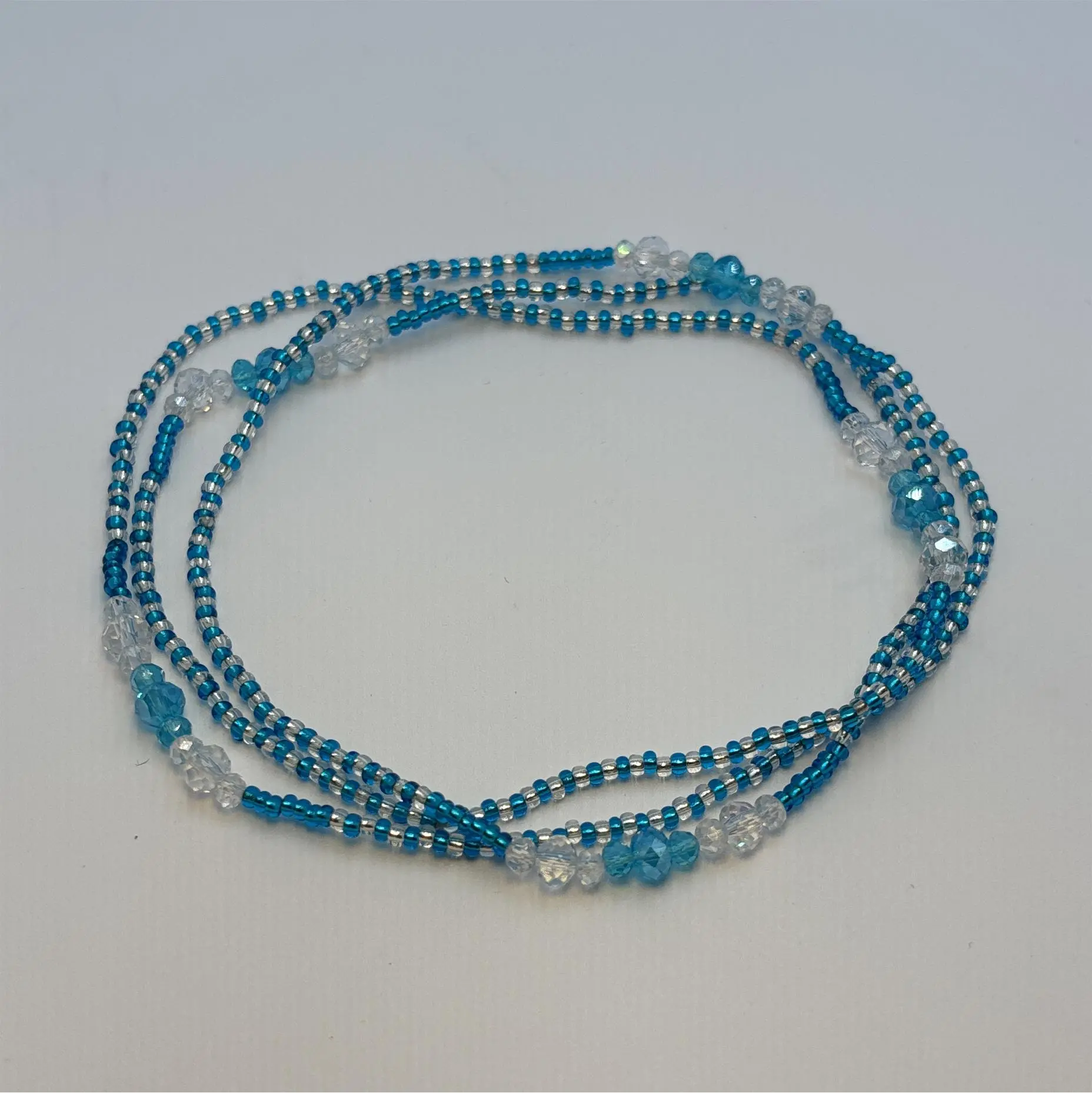 Unisex Yoruba Ethnic Thin-Strand Eleke Bead Necklace - Orisha Yemaya Path of Asesu Spiritual Costume Jewelry Accessory