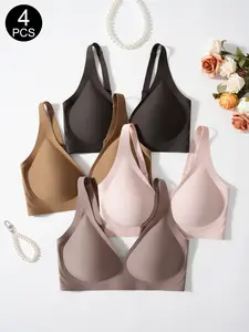 1/4 Pcs Jelly Bra, Sexy Push-Up Wireless Leopard Print, Medium Support, Slim-Fitting, 3/4 Coverage, All Seasons Women's Bras