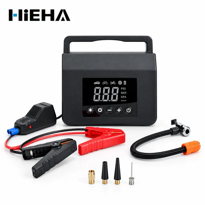 【Hieha】2026 Upgraded Version Portable Car Jump Starter with Air Compressor,4000A Car Battery Jump Starter with 150PSI Tire Inflator, 12V Car Battery Jump Power,15000mAh Power Bank With LED Light Automotive Vehicle
