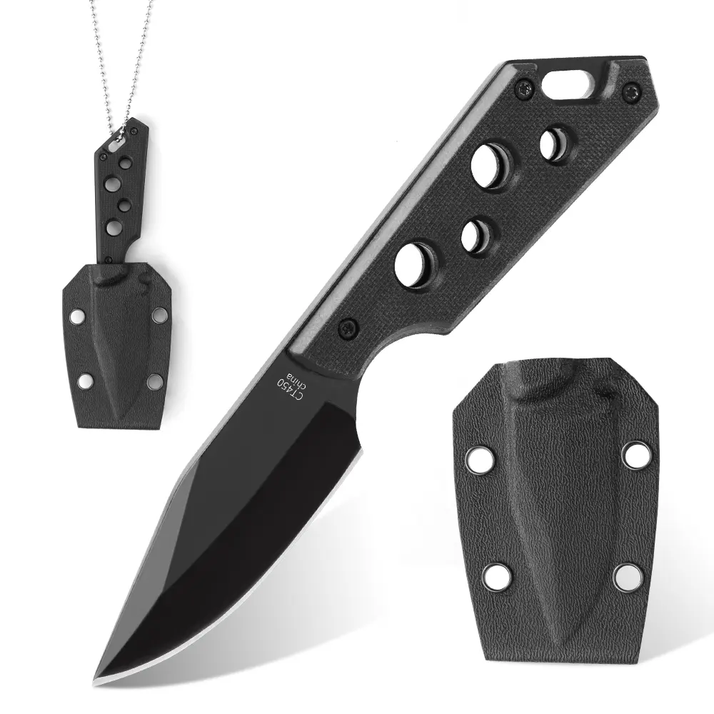 1Pc D2 Steel Portable Utility Knife with Sheath - Straight Edge Compact Fixed Blade Kitchen Cutting Tool, Outdoor Knives, Portable Multi Tool, Compact Form Outdoor Survival Gear, Survival Hand Tool