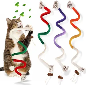 Cat Toys Chew Ropes 3Pcs with Refillable Natural Catnip, Safe Teeth Cleaning Toy for Indoor Kittens, Interactive Cat Nip Kitty Toys for All Breeds 23.6 in Ches Safe Teeth Cleaning Toy for Indoor Kittens, Interactive Kitty Toys