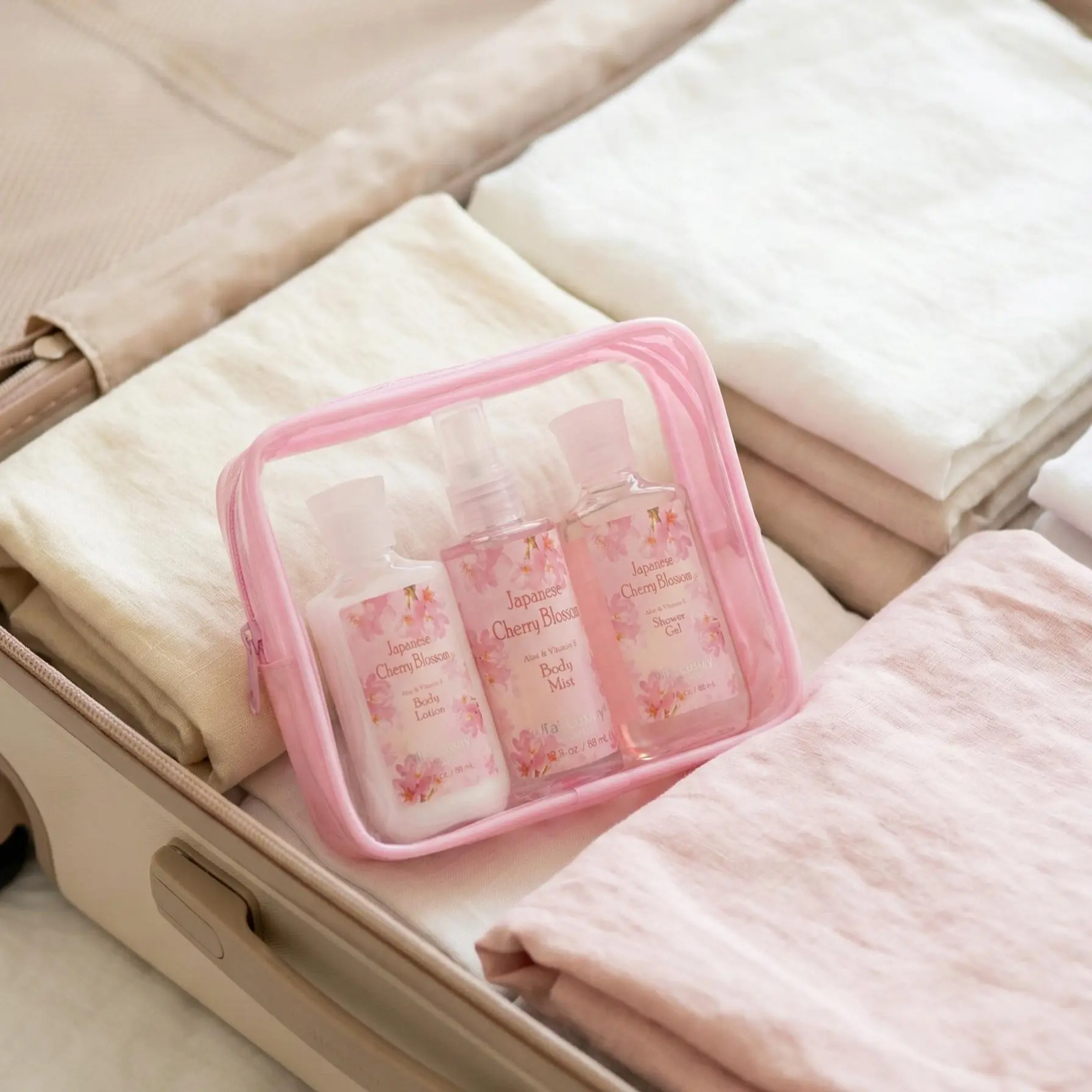Vital Luxury Japanese Sakura Bath & Body Travel Set – 3oz Shower