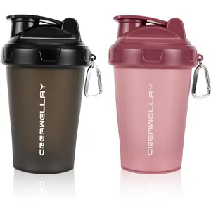 2 Pack 17oz Protein Shaker Bottles with Blending Ball Handle BPA-Free Dishwasher Safe for Gym Protein Mixes Pre Workout (Black, Pink)