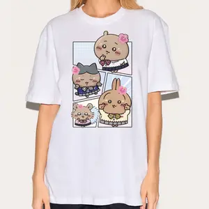 Chiikawa Hachiware Usagi Momonga Gyaru Style Shirt, Cute Japanese Anime Manga Inspired Shirt, Unisex Shirt, Birthday gift for Men Women