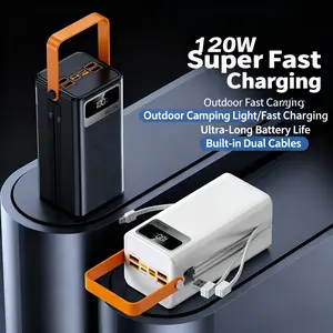50000mAh Power Bank PD22.5W Fast Charging With Two Detachable Charging Cables &Multiple Output Ports/Flashlight/Lanyard/LED Power Display, Battery Pack Travel Camping Essential Powerbank for iPhone 17/16 Samsung S25/S24 etc.