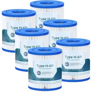 Type H Pool Filter  Replacement for Intex C330 Krystal Clear 330 GPH Filter Pumps,Replaces Intex 29007E, 4 oz Media Easy Set Pool Filter, NSF/ANSI 50 Certified, 6-Pack