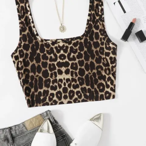 Single Jersey Short Sleeveless Square Neck Plaid Print Casual, Women Tops Fashion Casual Sleeveless Crop Fitted Tank Cropped Tank Top Summer Tank Top