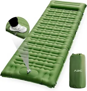 A2C 2025 Stocking Stuffers Foot Pump Thick Camping Sleeping Pad Will Built-in Pillow, Extra Support Air Columns, Ideas, Camping Essentials, Green Travel Accessories