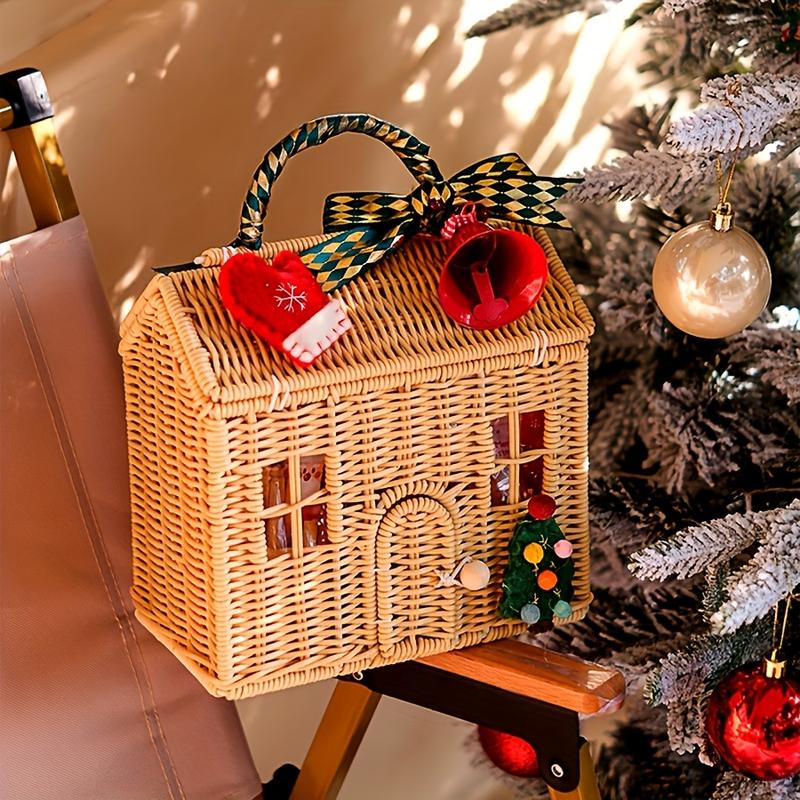 Christmas Creative Wicker Gift Box Packaging, Gift Basket, Baked Cookie Candy Snowflake Treats, Perfect Handmade Holiday Present