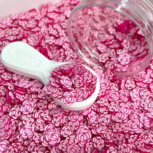 10MM Fuchsia Rose, Floral Polymer Clay Sprinkle (NOT EDIBLE) D29-32