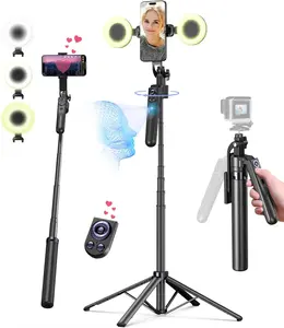 71” Auto Face Tracking Tripod for Iphone with Light,360° Rotating Phone Stand with Rechargeable Remote Control