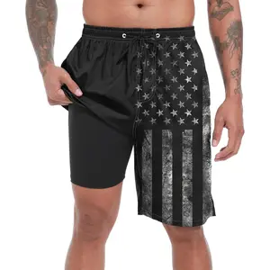 Mens Swim Trunks with Compression Liner 9" Big and Tall Board Shorts 2 in 1 Quick Dry Long Swimwear Bathing Suits
